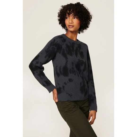 RAILS Venus Tie Dye Raglan Sweater Cotton Cashmere Iron Gray & Black X-Small - Picture 1 of 16